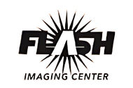 A black and white logo for flash imaging center